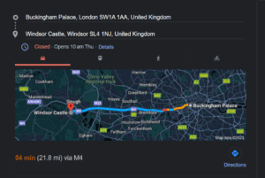 How far is Windsor Castle from Buckingham Palace?
