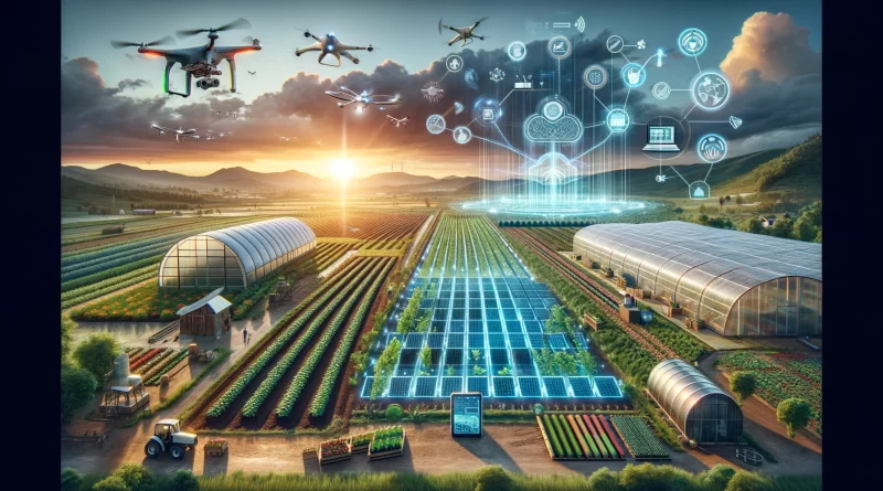 Agritech advancements in precision agriculture with drones, smart irrigation, and sustainable farming practices.